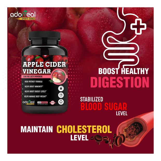 Apple Cider Vinegar for Body Detoxification & Supports Digestive Health 120 capsules