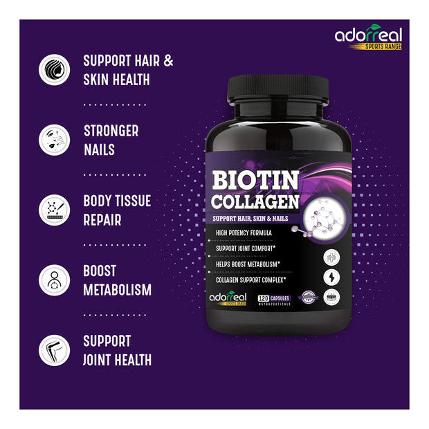 Biotin Collagen for Healthy Skin and Nails ,Joint Health -120 Capsules