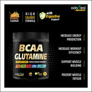 BCAA with Glutamine For Muscle Recovery & Endurance BCAA Powder, 10 Grams of Amino Acids, Keto Friendly, Caffeine Free-250gms