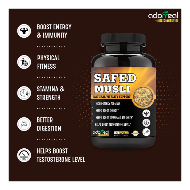 Safed Musli Improves Strength, Enhances Performance and Endurance |120 Capsules