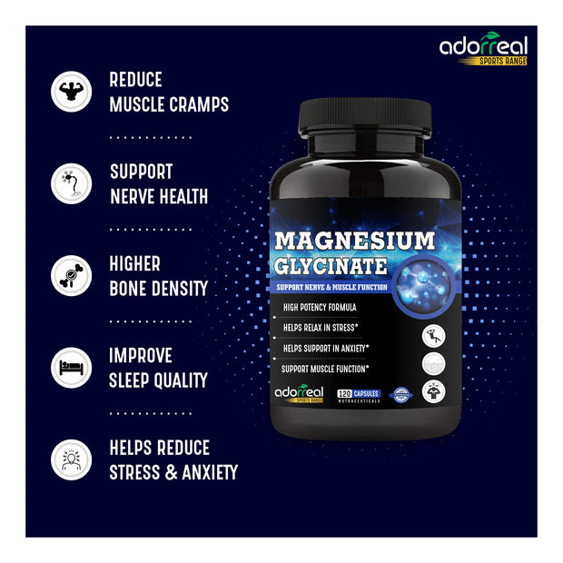 Magnesium Glycinate Supplement for Muscle Energy & Heart Health - 120 Capsules