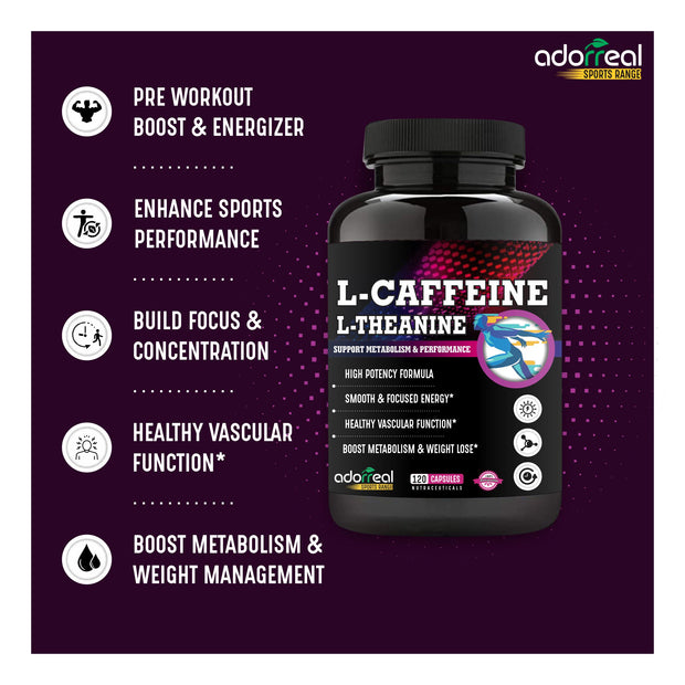 L-Caffeine L-Theanine, Natural Stimulant, for Energy, Endurance, and Focus-120 capsules