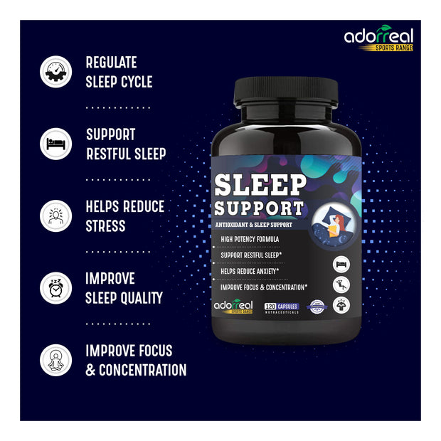 Sleep Support with Melatonin ,B6  and Tagar for Better Sleep Quality, Stress Relief & Relaxation 120 Capsules