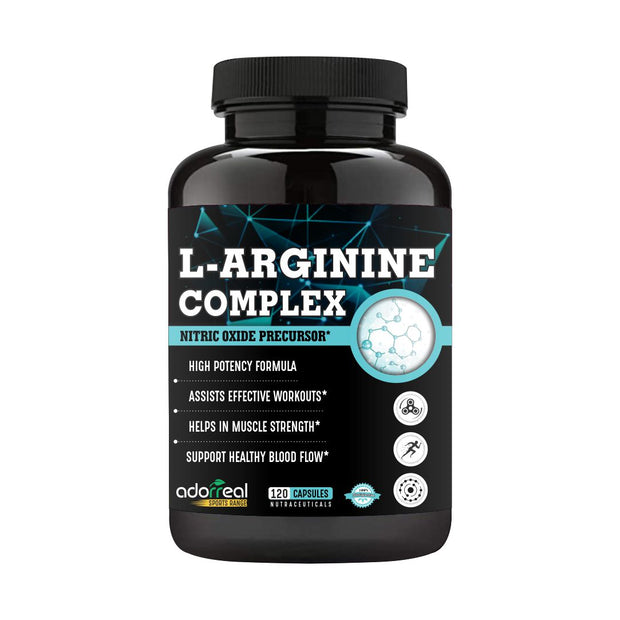 L Arginine , Nitric Oxide Complex Supplement for Muscle Growth, Stamina| 120 capsules