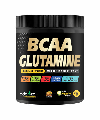 BCAA with Glutamine For Muscle Recovery & Endurance BCAA Powder, 10 Grams of Amino Acids, Keto Friendly, Caffeine Free-250gms